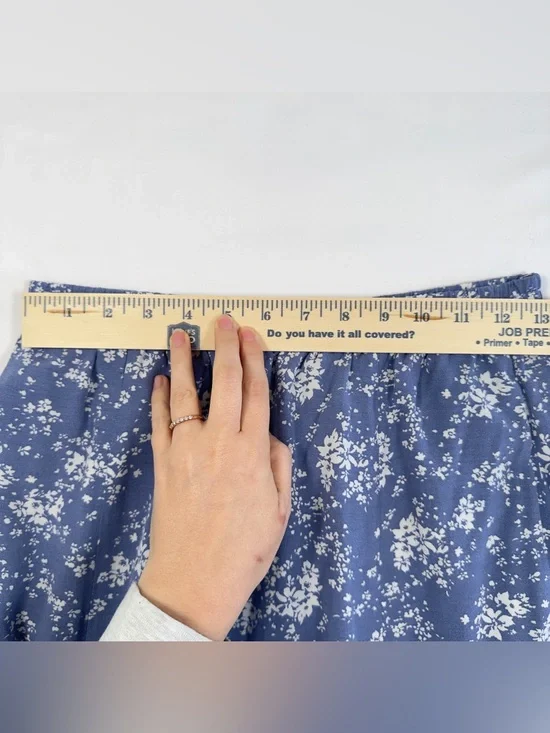 Uniqlo Floral Maxi Skirt Blue White Ditsy Print Elastic Waist Size Small - Picture 6 of 10